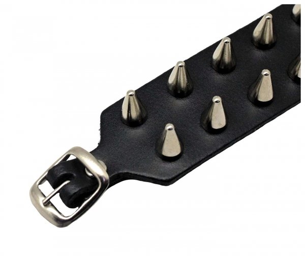 Rivet bracelet: 2-rows cone rivets bracelet, black