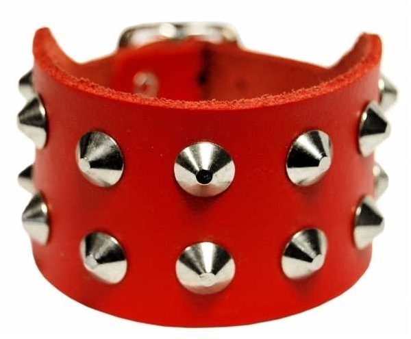 Rivet bracelet: 2-row pointed rivet bracelet - red