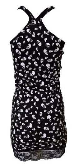 Dress: Rockabella Skulls Black - Rockabilly / Punk