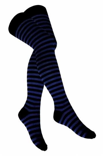 Over Knee Stockings: Dark Blue Striped
