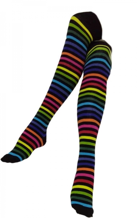 Over Knee Socken: Mehrfarbig Gestreift