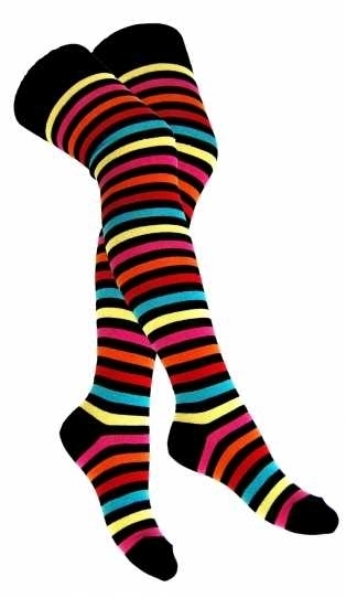 Over Knee Socken: Mehrfarbig Gestreift