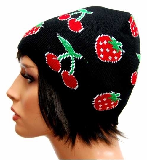 Mütze: Schwarz - Erdbeeren & Kirschen