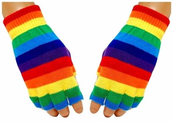 Gloves: Fingerless Rainbow / Rainbow