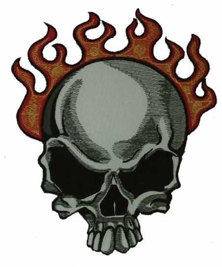 Burning Skull / brennender Schädel - big - Rückenaufnäher / Backpatch