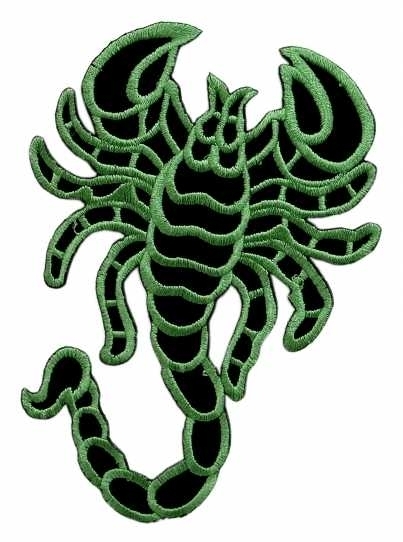 Olivgrüner Skorpion  - Aufnäher / Patch  - 12,5 x 9 cm