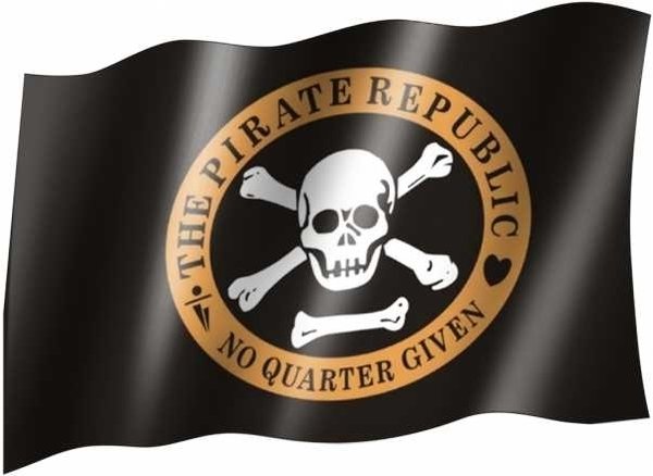 Fahne: Piratenfahne - Pirate Republic - No Quarter Given - Skull & Bones - Jolly Roger