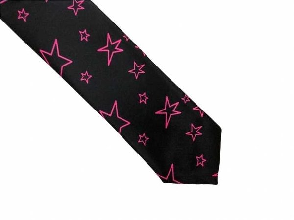 Krawatte: Schwarz mit Pinken Sternen