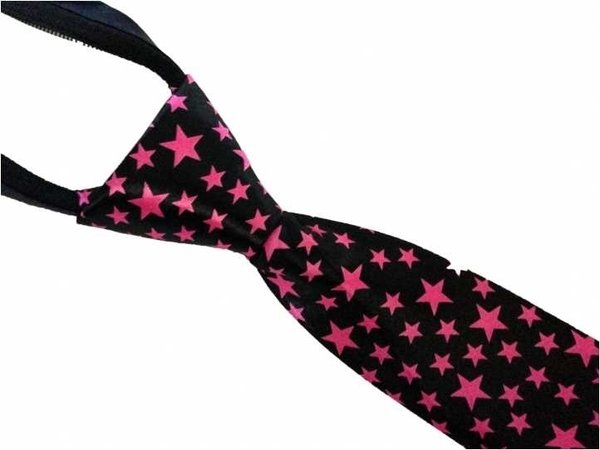 Reißverschluss Krawatte mit Pinken Sternen