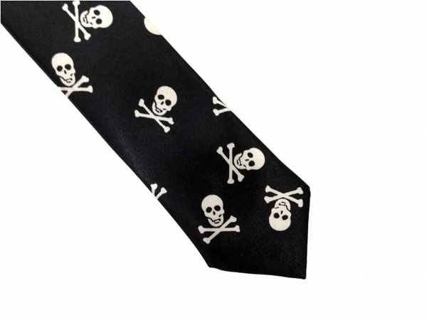 Krawatte: Schwarz mit kleinen Totenköpfen - Skull & Bones
