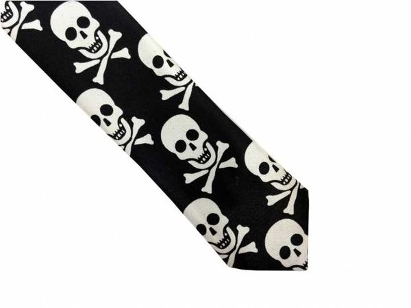 Krawatte: Schwarz mit großen Totenköpfen - Skull & Bones