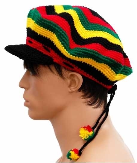 Mütze: Rasta Cap mit Schild - The Captain - Jamaika - Dreadlock Mütze - Rastafari