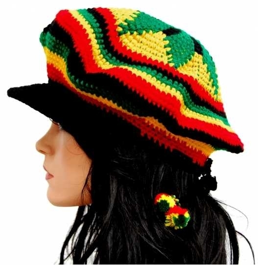 Mütze: Rasta Cap - The Green Star - Jamaika - Dreadlock Mütze - Rastafari