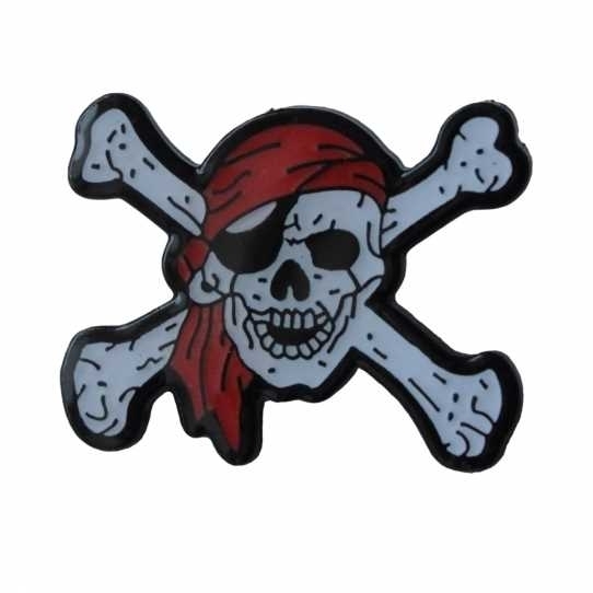 Badge / Pin: Metal - Pirate Skull - Skull & Bones
