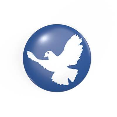Dove of Peace - BLUE - 2.3 cm - Button / Badge / Pin