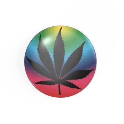 Hanf - Cannabis - Regenbogen - 2,3 cm - Anstecker / Button