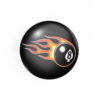 Eightball - schwarze Acht - Flammen - 2,3 cm - Anstecker / Button / Pin