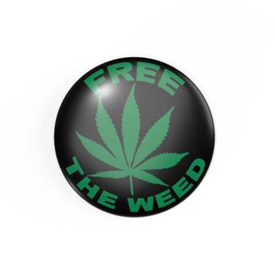 FREE THE WEED - Hanf - Cannabis - 2,3 cm - Anstecker / Button