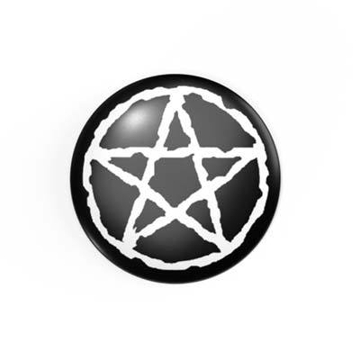 Pentagram - white / black - 2.3 cm - Button / Badge / Pin