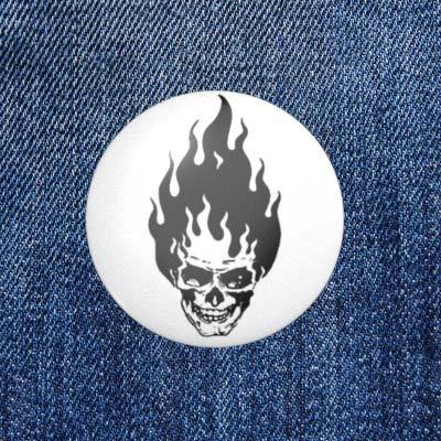 Burning Skull - brennender Schädel - 2,3 cm - Anstecker / Button / Pin