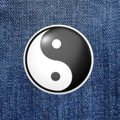 Ying Yang - Weiß / Schwarz - 2,3 cm - Anstecker / Button / Pin