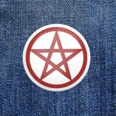 Pentagram - red / white - 2.3 cm - Button / Badge / Pin