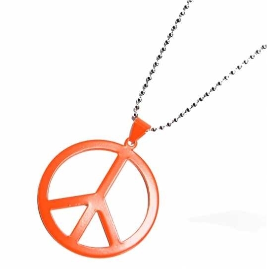 Gothic necklace - neon orange Peace