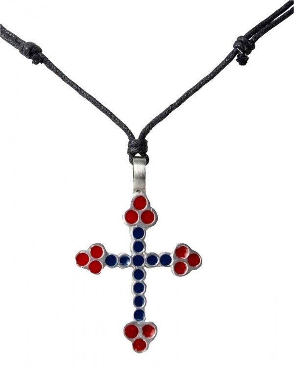 Halskette mit blau-rotem Kreuz