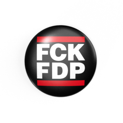 FCK FDP - Weiß / Schwarz / Rot - 2,3 cm - Anstecker / Button / Pin