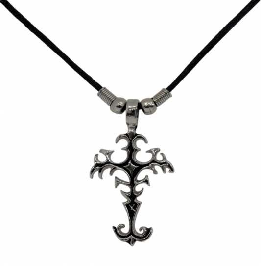 Schwarzes Kreuz Halskette mit Baumwollkordel