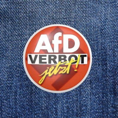 AfD VERBOT jetzt! - Weiß / Rot / Gelb - 2,3 cm - Anstecker / Button / Pin