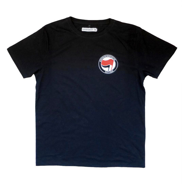 T-Shirt: ANTIFASCHISTISCHE AKTION chest logo - black - unisex